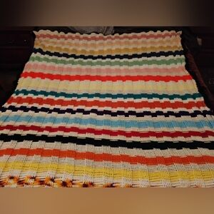 Vintage Rainbow Granny Crochet Afghan Blanket 58*66